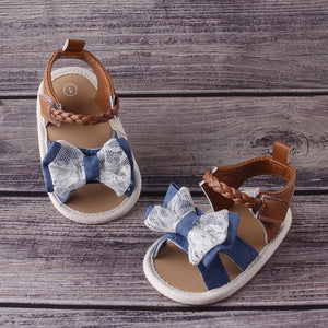 UK Summer Baby Girl Bowknot Toddler Shoes Anti-Slip Crib Shoes Soft Sole Prewalkers Baby Toddler Shoes