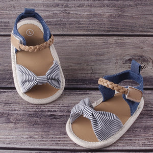 UK Summer Baby Girl Bowknot Toddler Shoes Anti-Slip Crib Shoes Soft Sole Prewalkers Baby Toddler Shoes