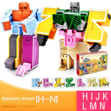 Load image into Gallery viewer, 26 letter A-Z Alphabet Animal Dinosaur Warrior Deformation Action Figures Transformation Robot Toys For Children Gift Brinquedos