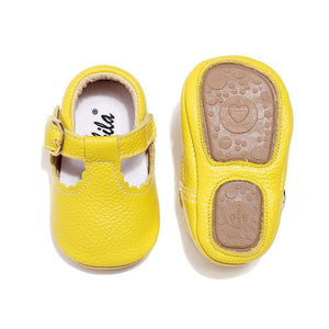 Baby Moccasins Princess Hard Sole First Walkers Toddler Girl Shoes Newborn Baby Girl Mary Jane Shoes Genuine Leather Baby T-bar