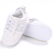 Load image into Gallery viewer, 2019 Baby Shoes Newborn Boys Girls Two Striped First Walkers Kids Toddlers Lace Up PU Leather Soft Soles Sneakers 0-18 Months