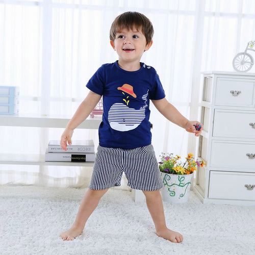 2Pcs Children Summer Boys' Clothing Sets Animal Baby Outfits Shorts Denim Sets Tops T-shirt Pants Shorts Set New