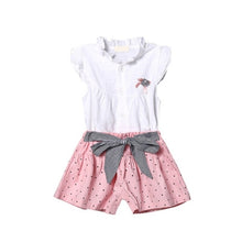 Load image into Gallery viewer, 2018 Summer girls' casual Rose Print Clothing Sets suit fashion short sleeved T-shirts and girl cotton sportswear