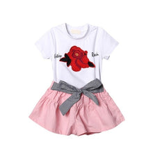 Load image into Gallery viewer, 2018 Summer girls' casual Rose Print Clothing Sets suit fashion short sleeved T-shirts and girl cotton sportswear