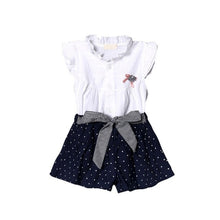 Load image into Gallery viewer, 2018 Summer girls' casual Rose Print Clothing Sets suit fashion short sleeved T-shirts and girl cotton sportswear