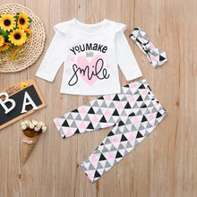 Load image into Gallery viewer, Newborn Baby Girl Clothes Sets Summer New Girls&#39; Clothing Sets Letter Print O-Neck Long Sleeve Tops Geometric Pants Outfits Set