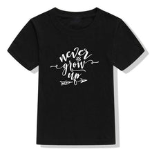 Load image into Gallery viewer, Never Grow Up Summer Girls Boys Short Sleeve Kids Clothes Tee Baby T Shirt Tops Children&#39;s Clothing Girls Boys&#39; T-shirts Casual