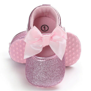 First WalkersToddler Kids Baby Girls PU Princess Bow Loving Heart Shoes Crib Sole Sneaker 0-18M Drop Shipping