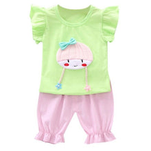 Load image into Gallery viewer, Baby Girl Clothes 2019 Hot Summer New Girls' Clothing Sets Cartoon Pattern T-shirt Tops+Shorts Suits Casual Outfits Sets