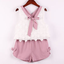 Load image into Gallery viewer, Baby Girl Clothes Hot Summer New Girls' Clothing Sets Kids Bay clothes Toddler Chiffon bowknot coat+Pants 1-4Y