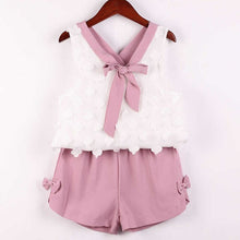 Load image into Gallery viewer, Baby Girl Clothes Hot Summer New Girls' Clothing Sets Kids Bay clothes Toddler Chiffon bowknot coat+Pants 1-4Y