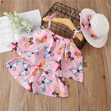 Load image into Gallery viewer, 2-6Y Baby Girl Clothes 2019 Hot Summer Fashion Girls' Clothing Sets Kids Bay clothes Toddler cotton flower shirt+Pants+Hats
