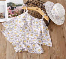 Load image into Gallery viewer, 2-6Y Baby Girl Clothes 2019 Hot Summer Fashion Girls' Clothing Sets Kids Bay clothes Toddler cotton flower shirt+Pants+Hats
