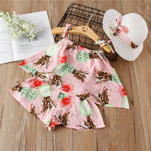 Load image into Gallery viewer, 2-6Y Baby Girl Clothes 2019 Hot Summer Fashion Girls' Clothing Sets Kids Bay clothes Toddler cotton flower shirt+Pants+Hats