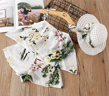 Load image into Gallery viewer, 2-6Y Baby Girl Clothes 2019 Hot Summer Fashion Girls' Clothing Sets Kids Bay clothes Toddler cotton flower shirt+Pants+Hats