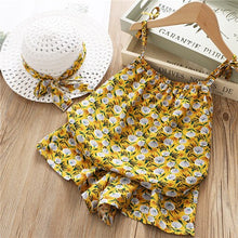 Load image into Gallery viewer, 2-6Y Baby Girl Clothes 2019 Hot Summer Fashion Girls' Clothing Sets Kids Bay clothes Toddler cotton flower shirt+Pants+Hats