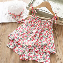 Load image into Gallery viewer, 2-6Y Baby Girl Clothes 2019 Hot Summer Fashion Girls' Clothing Sets Kids Bay clothes Toddler cotton flower shirt+Pants+Hats