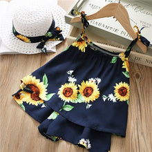 Load image into Gallery viewer, 2-6Y Baby Girl Clothes 2019 Hot Summer Fashion Girls' Clothing Sets Kids Bay clothes Toddler cotton flower shirt+Pants+Hats