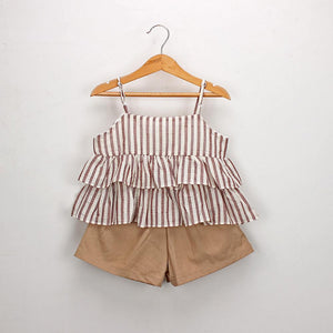 Baby Girl Clothes 2019  Summer Hot Sale Girls' Clothing Sets Stripe Ruffles Vest T-Shirt+Shorts Outfits Clothes