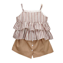 Load image into Gallery viewer, Baby Girl Clothes 2019  Summer Hot Sale Girls&#39; Clothing Sets Stripe Ruffles Vest T-Shirt+Shorts Outfits Clothes