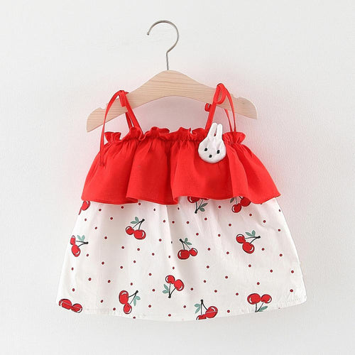 Baby Girls Dress  Hot Summer New Girls' Clothing Sets Dot Ruffles Strap Cute Print Dress Princess Dresses Clothes Size 3M-24M