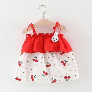 Baby Girls Dress  Hot Summer New Girls' Clothing Sets Dot Ruffles Strap Cute Print Dress Princess Dresses Clothes Size 3M-24M