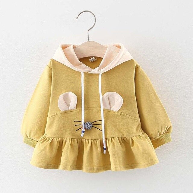 Toddler Girl Clothes 2019 New Cute Baby Girls' Clothing Sets Kids Ruched Ruffles Ear Hooded Casual Dresses Clothes