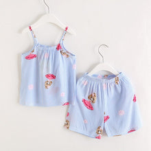 Load image into Gallery viewer, 2019 Summer Children's Striped Ethnic Wind Sleeveless Girls' Suit Clothes Baby Suits Kids T Shirt +Pants Children Clothing Set