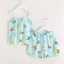 Load image into Gallery viewer, 2019 Summer Children's Striped Ethnic Wind Sleeveless Girls' Suit Clothes Baby Suits Kids T Shirt +Pants Children Clothing Set
