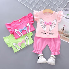 Load image into Gallery viewer, Baby Girl Clothes 2019 Hot Summer New Girls' Clothing Sets Rabbit Pattern T-shirt Tops+Shorts Suits Casual Outfits Sets