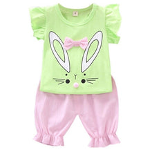 Load image into Gallery viewer, Baby Girl Clothes 2019 Hot Summer New Girls' Clothing Sets Rabbit Pattern T-shirt Tops+Shorts Suits Casual Outfits Sets