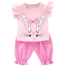 Load image into Gallery viewer, Baby Girl Clothes 2019 Hot Summer New Girls' Clothing Sets Rabbit Pattern T-shirt Tops+Shorts Suits Casual Outfits Sets