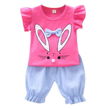 Load image into Gallery viewer, Baby Girl Clothes 2019 Hot Summer New Girls' Clothing Sets Rabbit Pattern T-shirt Tops+Shorts Suits Casual Outfits Sets