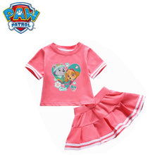 Load image into Gallery viewer, Genuine Paw Patrol Girls' Baby Clothing Children's Wear Summer Cotton Two-Piece Round Neck Skirt T-Shirt Set