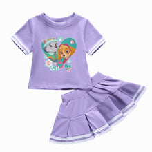 Load image into Gallery viewer, Genuine Paw Patrol Girls' Baby Clothing Children's Wear Summer Cotton Two-Piece Round Neck Skirt T-Shirt Set