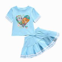 Load image into Gallery viewer, Genuine Paw Patrol Girls' Baby Clothing Children's Wear Summer Cotton Two-Piece Round Neck Skirt T-Shirt Set