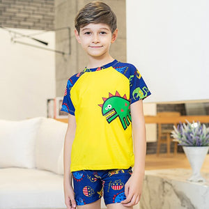 Boys' 2pcs Dinosaur Pirnt Beach wear clothing Fashion Children boy bothing suit Handsome short sleeve Kids animal swimsuiYZ19044