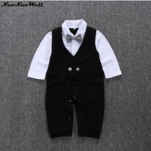 2018 Spring Baby Boy Clothes Gentleman Baby Boys' One Piece Gentle Romper Wedding Outfit Clothes Baby Boy Suit Baby Clothing