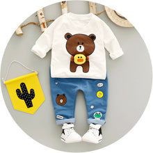 Load image into Gallery viewer, Baby Boys Clothing 2018 New Autumn Boys&#39; Long Sleeve Suit Pure Cotton Two-piece Kids Cartoon Casual Suit Christmas Day Gift