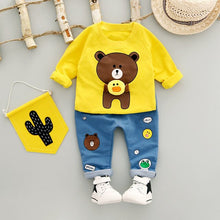 Load image into Gallery viewer, Baby Boys Clothing 2018 New Autumn Boys&#39; Long Sleeve Suit Pure Cotton Two-piece Kids Cartoon Casual Suit Christmas Day Gift