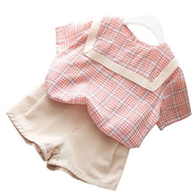 Load image into Gallery viewer, Baby Clothing Set Summer Girls&#39; College Style T-shirt + Shorts Two-piece Kids Clothes