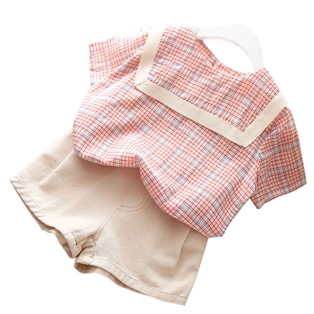 Baby Clothing Set Summer Girls' College Style T-shirt + Shorts Two-piece Kids Clothes