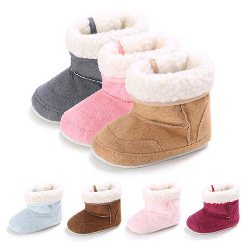 2019 winter snow 7 colors Solid  warm Plush indoor soft cotton Sole 0-2 years Newborn Toddler Baby Shoes First Walkers fur boot