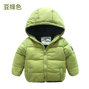 Baby Plus Velvet Cotton-padded Jacket 2019 Winter Clothes New Boys' Children's Clothing Children's Solid Color Hooded Cotton