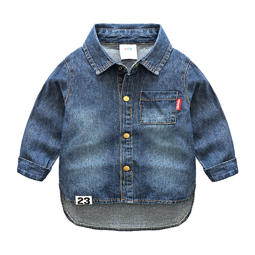 Baby Cowboy Shirt 2019 Autumn New Boys' Children's Clothing Long Sleeve Tops Fashion Children's Fashion Lapel Shirt Coat