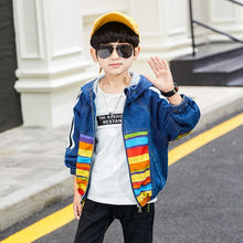 Load image into Gallery viewer, Boys&#39; Cowboy Coat 2019 Autumn Chinese Big Children with Hats Color Striped Children&#39;s for Boys Baby Kids Coats Jacket Clothing