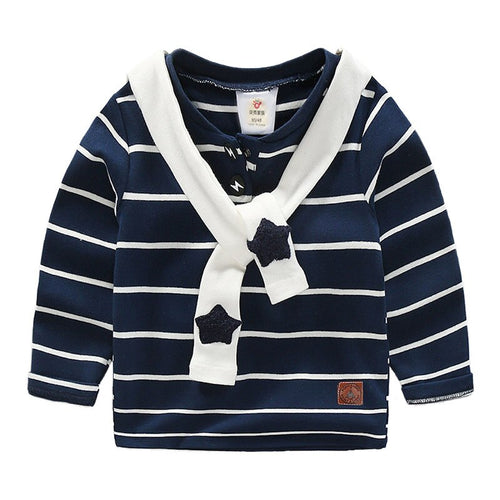 Baby Long Sleeve T-shirt 2019 Autumn New Boys' Children's Clothing Fashion Cute Children's Navy Wind Bottoming Shirt Coat