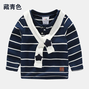 Baby Long Sleeve T-shirt 2019 Autumn New Boys' Children's Clothing Fashion Cute Children's Navy Wind Bottoming Shirt Coat