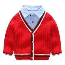 Load image into Gallery viewer, Baby Fake Two Sweaters 2019 Autumn and Winter Clothes New Boys&#39; Children&#39;s Clothing Long Sleeve Children&#39;s Cardigan Sweater