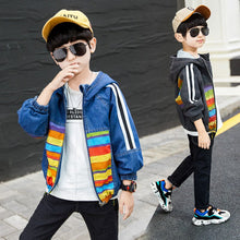 Load image into Gallery viewer, Boys&#39; Cowboy Coat 2019 Autumn Chinese Big Children with Hats Color Striped Children&#39;s for Boys Baby Kids Coats Jacket Clothing